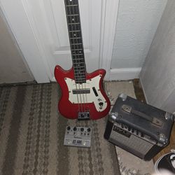 Kay EB-100 "Tulip" bass guitar, Amp And Pedal