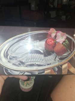 Glass candy dish with bells