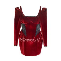 Kirakira M. Red Velvet Corset Mini Dress size XS
