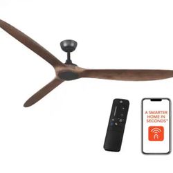 Home Decorators Collection Tager 72 in. Smart Indoor/Outdoor Matte Black with Whiskey Barrel Blades Ceiling Fan with Remote Powered by Hubspace