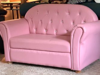 Pink Kids Tufted Loveseat Sofa