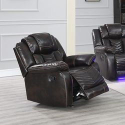 New Brown Leather Rocker Recliner 