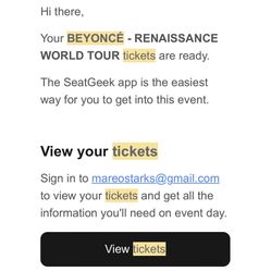 Beyonce tickets!  2 Tickets For $360