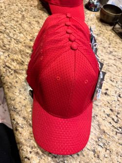 5 new NU FIT red mesh-style fitted baseball caps s/m-$15 each