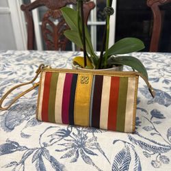 Coach Multicolor Stripe Wristlet Clutch