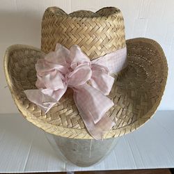 Hat Cowgirl/cowboy  Hat, Well Made , Pink Gingham Ribbon, Change To What You Like