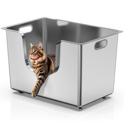 Enclosed Stainless Steel Cat Litter Box