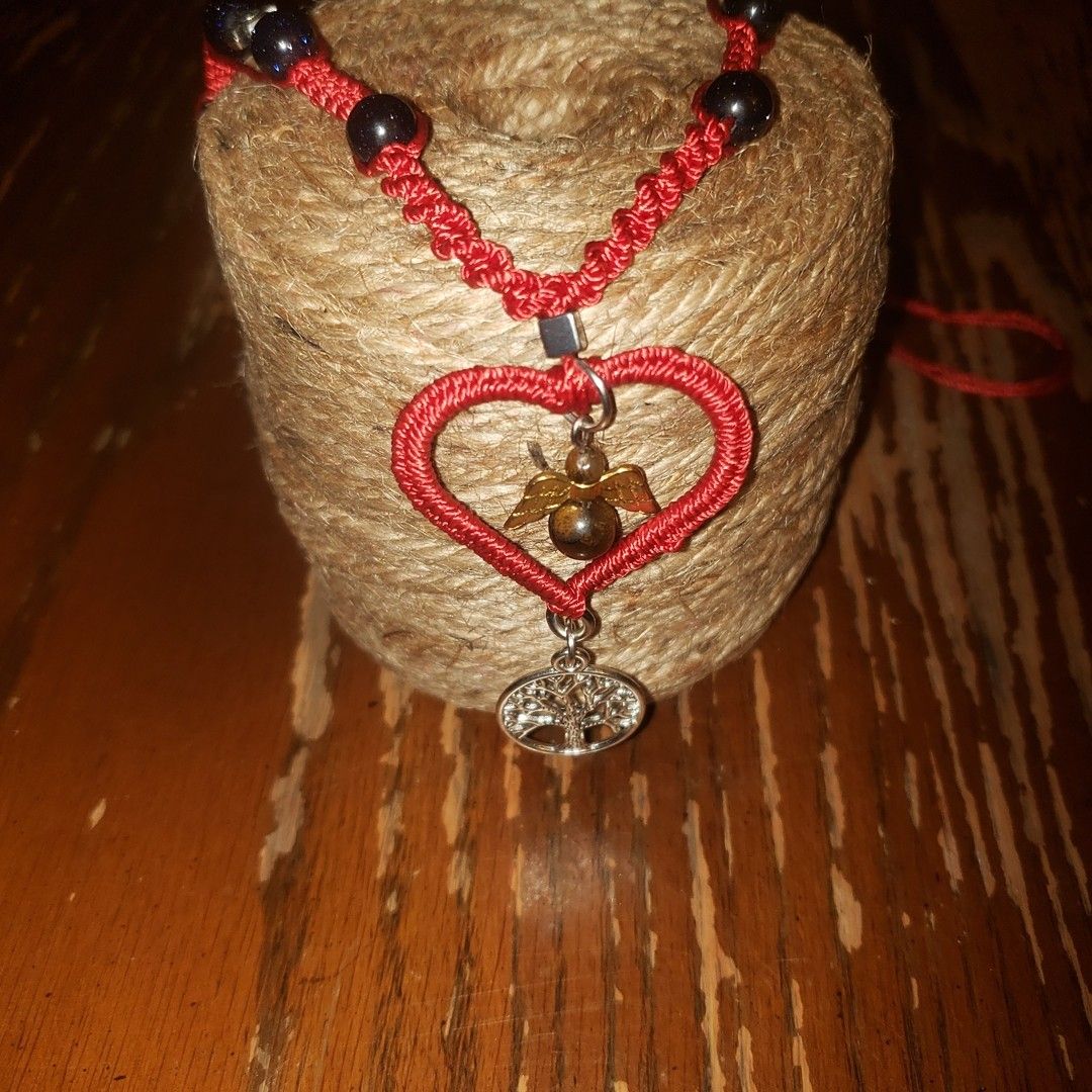 Angel in a heart, tree of life necklace