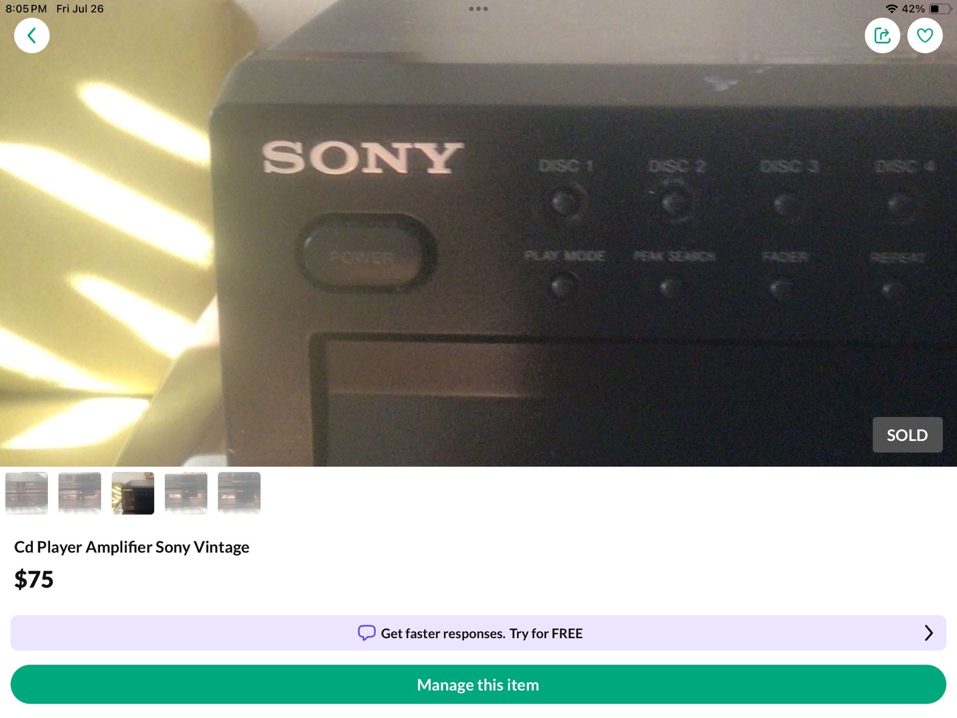 Cd Player Amplifier Sony Vintage