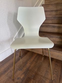 Set of 12 Modern White & Gold Dining Chairs – $200