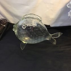 Controlled Bubble Glass Fish Art  Glass Koi Hand Blown  Brown Eyes