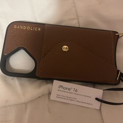 BANDOLIER Hailey iPhone 16 CROSSBODY PHONE CASE IN COGNAC/GOLD 