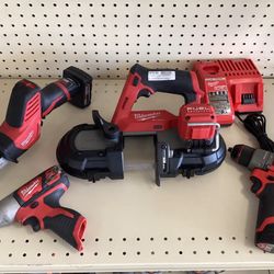 Milwaukee 12volt 4pc Combo Set W/ Batteries And Charger 