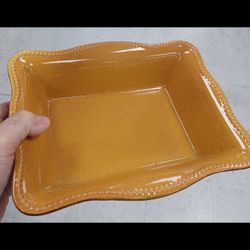 Vintage Golden Glazed Casserole Dish 