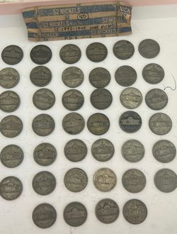 Lot of 40 (Full Roll) of 1942-45 35% Silver War Nickels P.D.S. In circulated condition $125 full roll of 40 coins