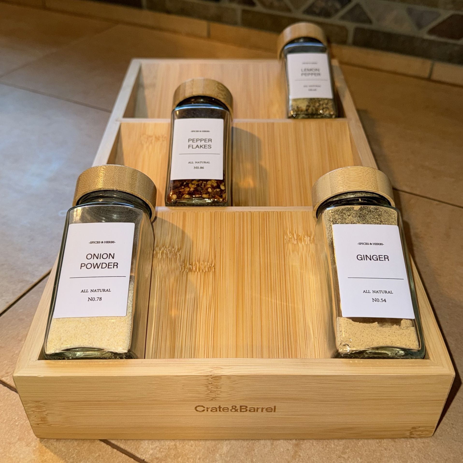 Spice Drawer Organizer Rack, Crate & Barrel, Bamboo