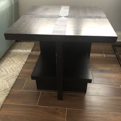 Dark Brown Wood Side Table