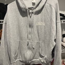 PINK Gray Full Zip Hoodie/Sweatshirt