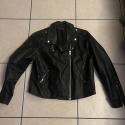 NOBO No Bounderies Black faux leather jacket with silver zippers and button details #leatherjacket junior size XL/XG (15-17)  black faux leather, silv