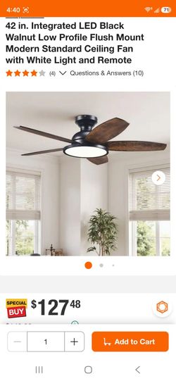 42 in. LED Black Walnut Flush Mount Ceiling Fan