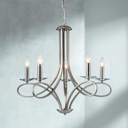 Saint Mossi 5-Light Nickel Plated Modern Chandelier, 27 Inch Wide, Adjustable Chain