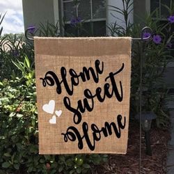 Rustic decor/outdoor flag/burlap garden flag