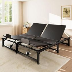 Power Adjustable King Bed Frame, Ergonomic Electric Bed with Independent Head and Foot Incline, Zero Gravity Mode, Long Wired Remote, Sturdy & Easy As
