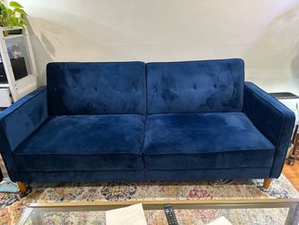Blue velvet 77 in sofa bed