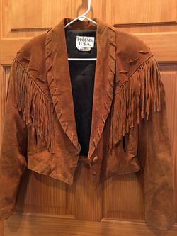 Vintage crop leather jacket medium