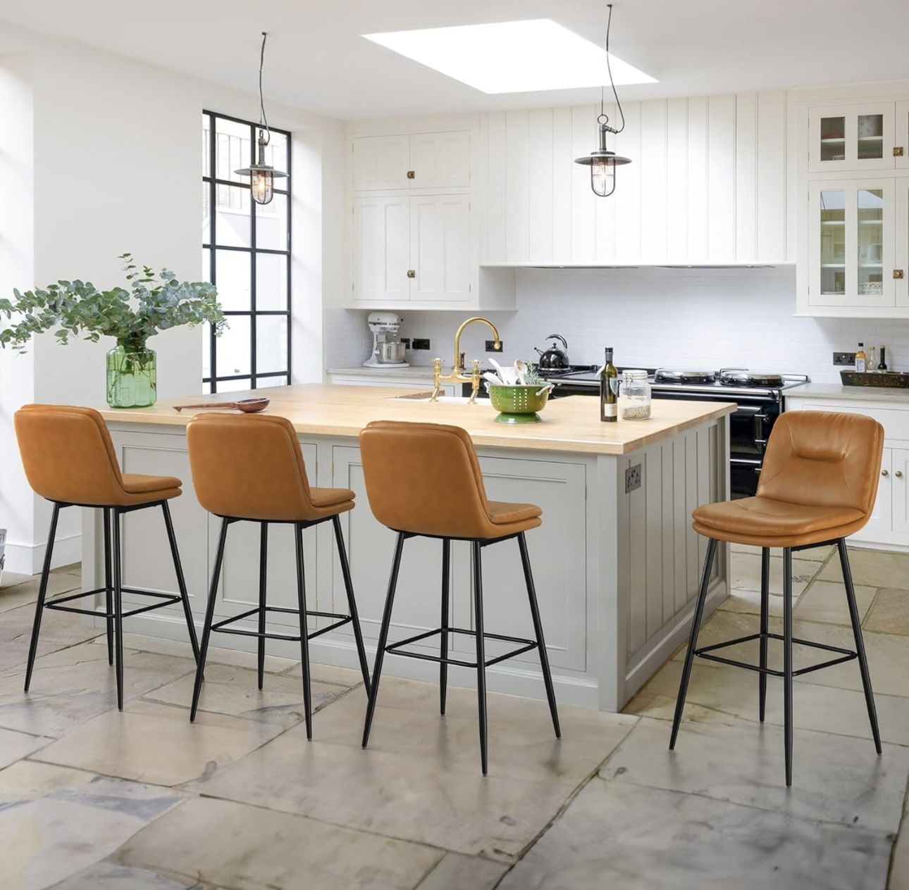 Double-Layer Bar Stools Set of 4 Whiskey Brown 30”