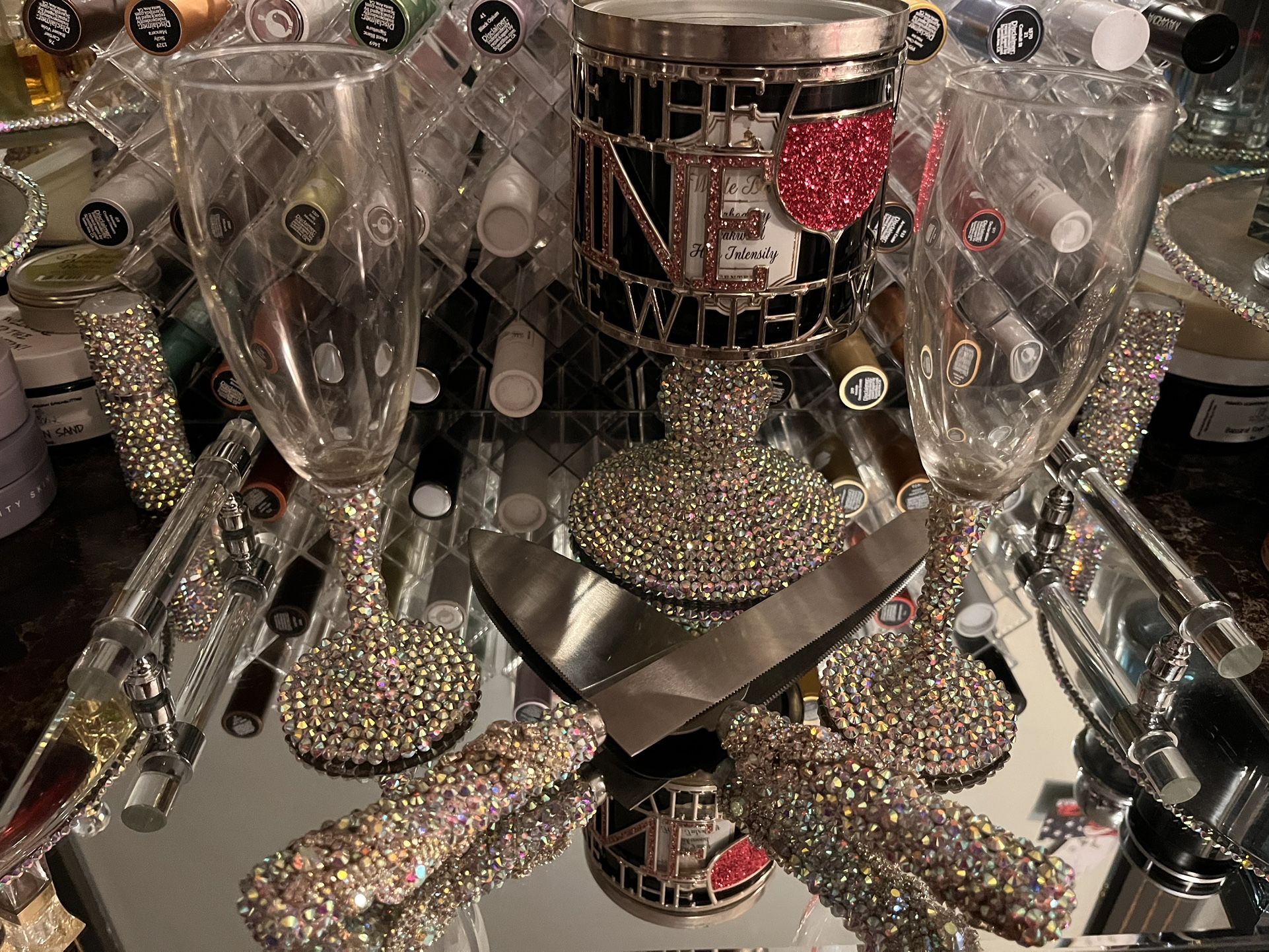 Bling Cake Knife And Toasting Flute Sets