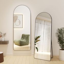 Arched Full Length Mirror, L67’’W25.6’’ Floor Mirror with Stand, Arched Wall Mirror Full Length, Large Standing Mirror Full Length, Wall-Mounted Mirro