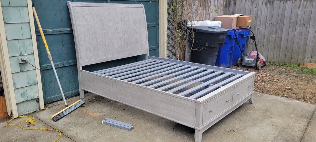 Queen Bedframe w/ Built-In Drawers (Minor Cosmetic Wear)