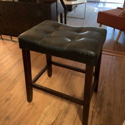 Leather and Wood Stools
