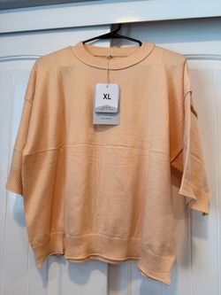 Peach Short Sleeve Knit Sweater