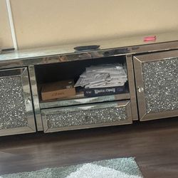 3 silver Glass tables