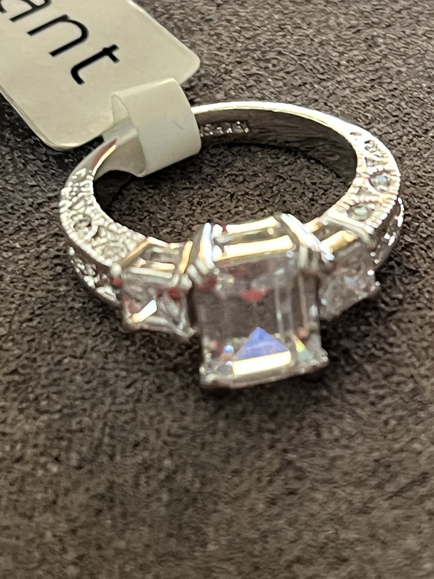 Silver Plated Size 7 Wedding Engagement Ring With Cz