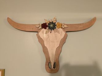 Wooden Steer Wall Decor