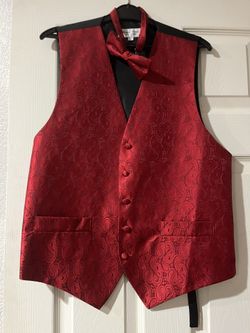 Rich red paisley satin vest