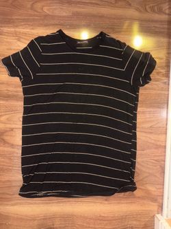 Brandy Melville Oversized Black Tee with White Stripes