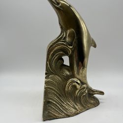 Vintage Brass Dolphin Bookend 