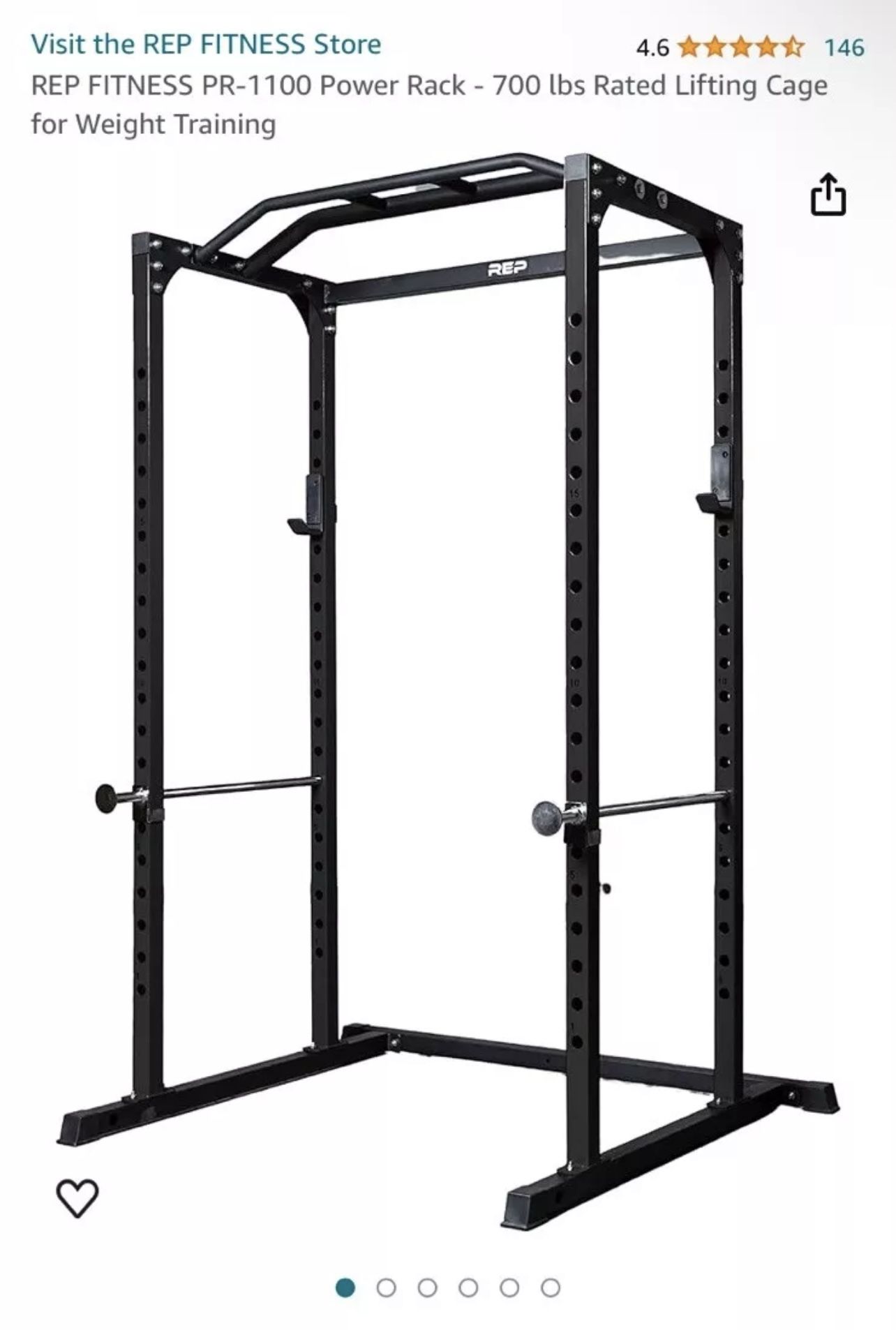 REP FITNESS PR 1100 Power Rack 700 lbs Rated Lifting Cage for