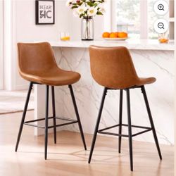 New COOLHUT Whiskey Brown Counter Height Bar Stool – Faux Leather