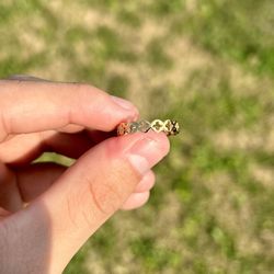 Gold Plated 925 Silver Open Cross Link Ring