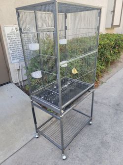 Large Metal Bird Cage with Rolling Stand