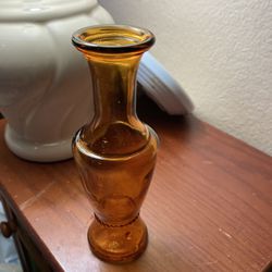 Vtg.Mid-Century Wheaton Amber Bud Vase