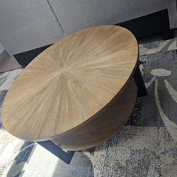 Round Coffee Table With Shelf Storage 