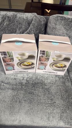 Martha Stewart 12-Piece Fine Ceramic Dinnerware Set x2