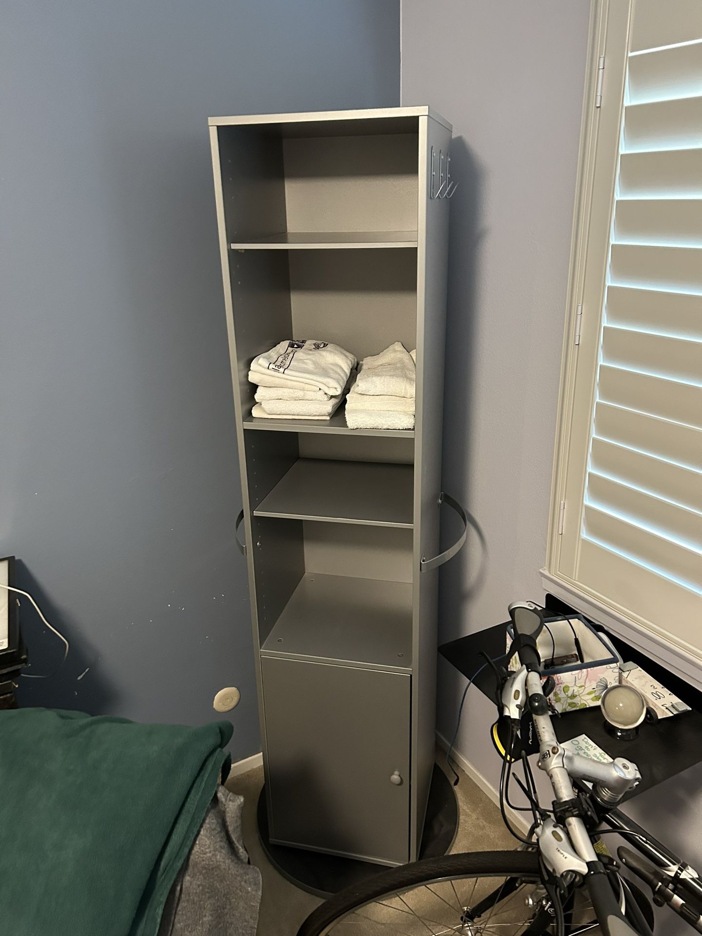 Ikea style rotating storage, shelf mirror cabinet