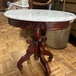 Antique Victorian Marble Top Side Table Plant Stand 26 By 24 